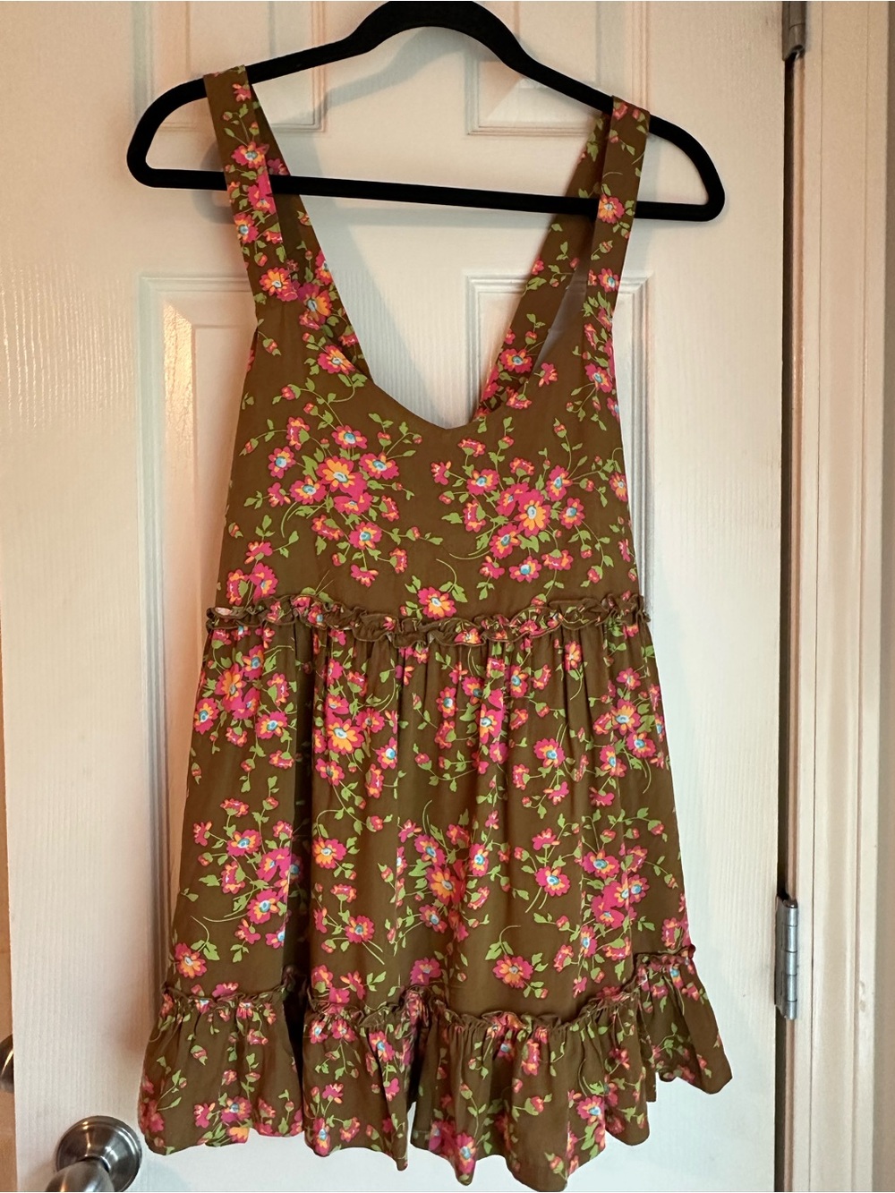 Matilda Jane Olive Green Floral Dress with Pink & Yellow Blooms